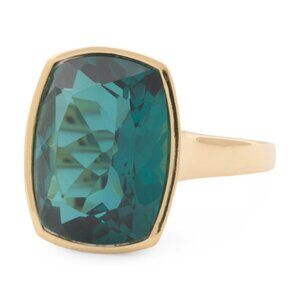 HIRAJULE Made In India 14kt Gold Plated London Blue Quartz Ring
